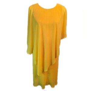 Lauren Ralph Lauren NWT yellow  marigold Gaelin Day dress, shift w/ cape 4